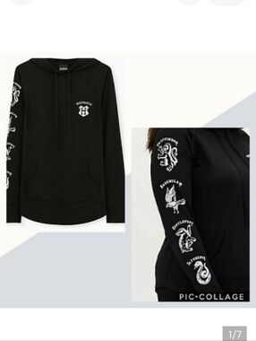 🆕2X HARRY POTTER HOGWARTS HOUSE CREST BLACK  HOODIE